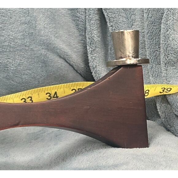 Mid Century Wood and Silver Folding Expanding Candelabra Scandinavian - Picture 4 of 6